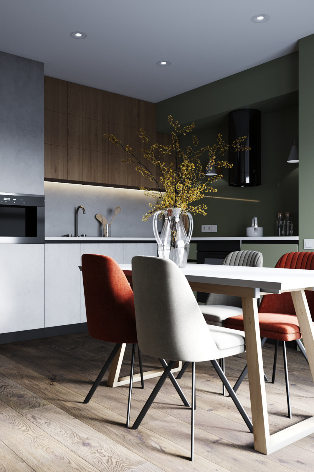 ЖК Серебряный парк, современный интерьер с элементами Эко-стиля