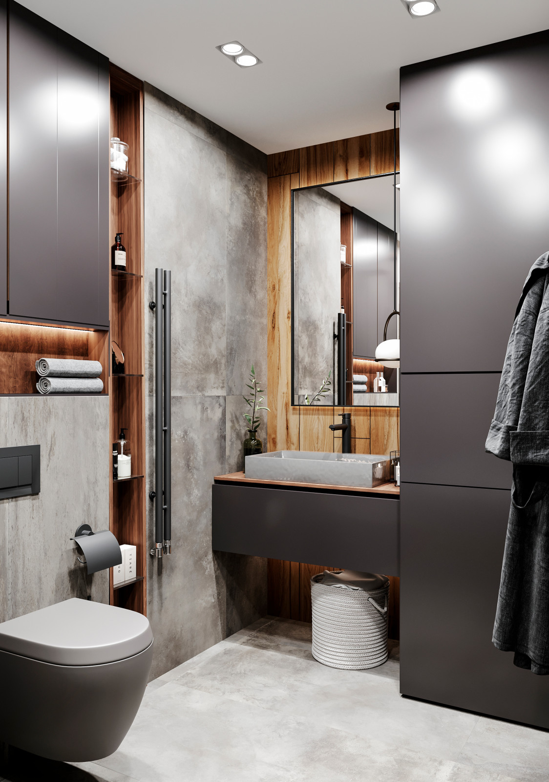 Обложка проекта: Ванная и душевая комната в сером цвете