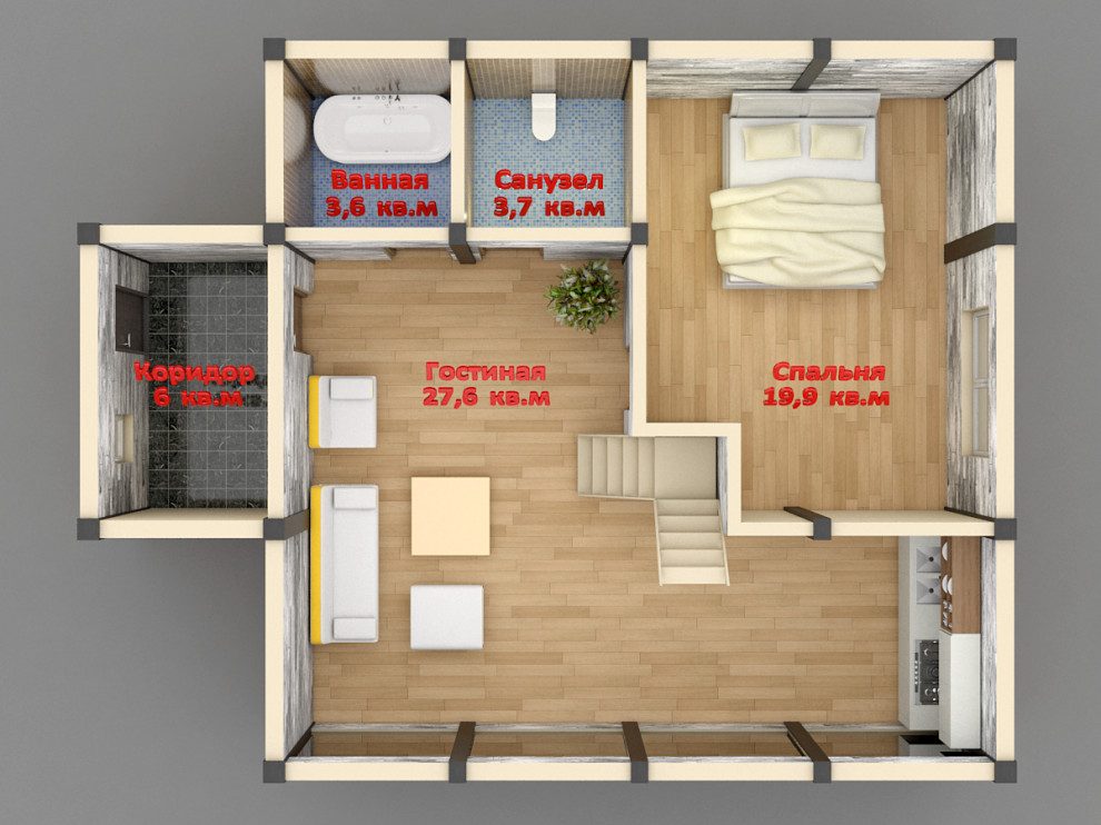 Один из наших готовых проектов фахверкового дома.