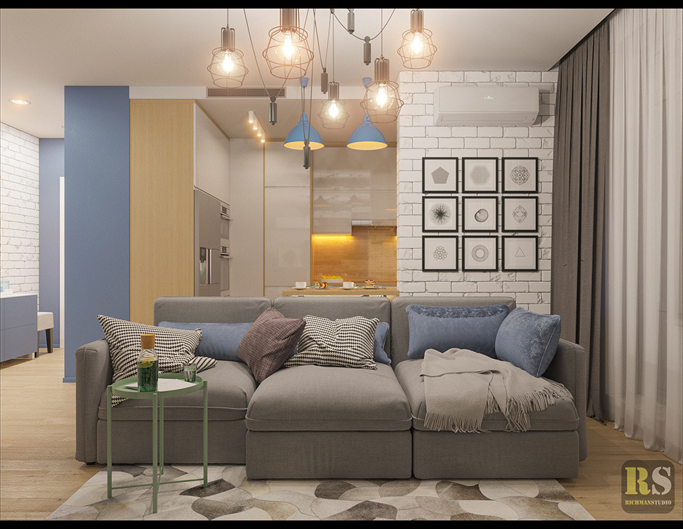 Дизайн интерьера "двушки" 46м2 в Скандинавском стиле для молодой пары