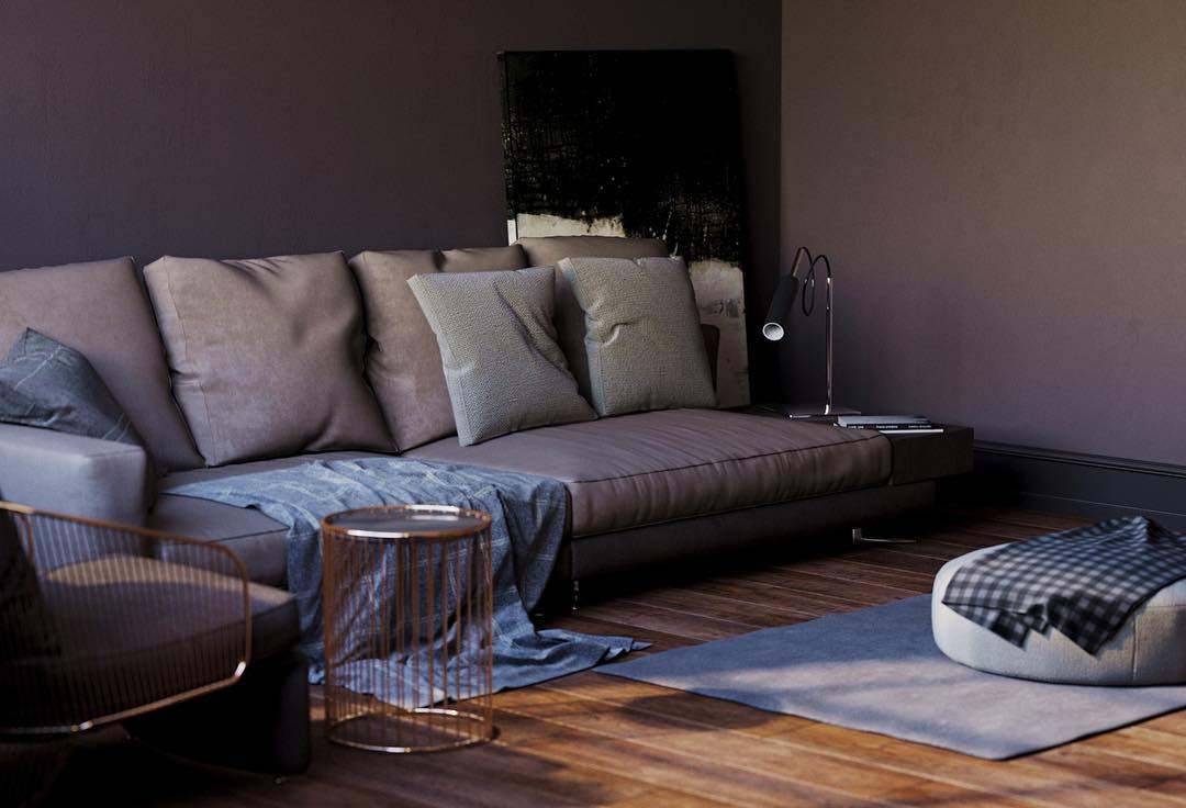 Гостиная в квартире в темных тонах