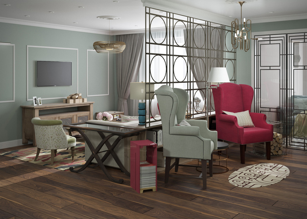 "Игра в классики" интерьер загородного дома. Гостиная, ТВ и каминная зоны.