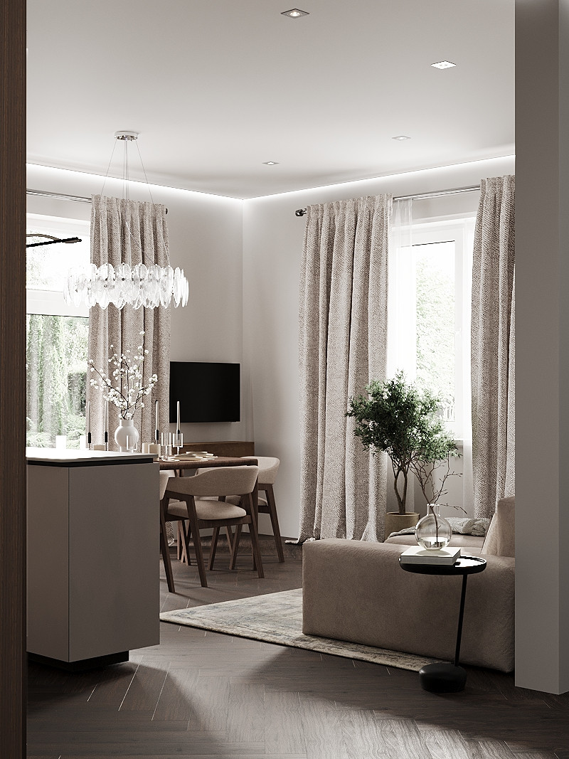 Кухня-гостиная в загородном доме