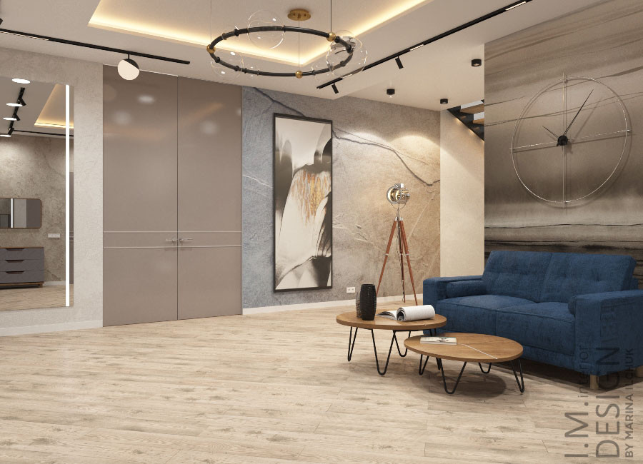 Загородный дом 400 кв.м. Холлы и вторая гостиная.