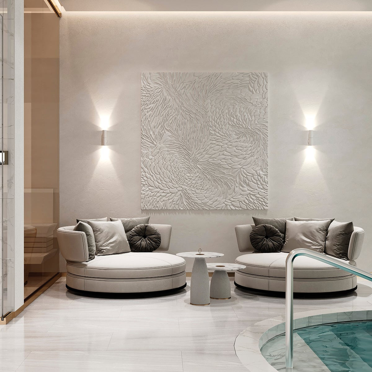 Спа-зона с бассейном в частном доме