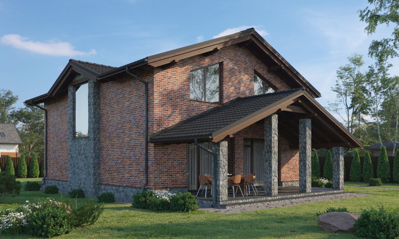 Шале с фасадами из кирпича