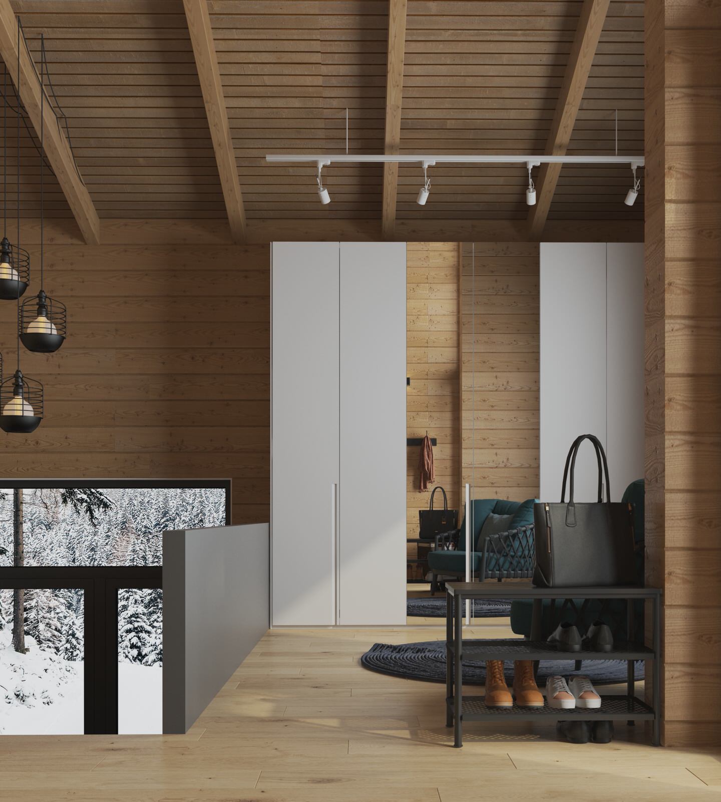 Обложка проекта: Дизайн-проект интерьера загородного дома (из бруса)