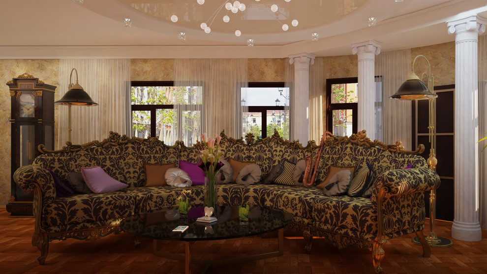 Обложка проекта: Гостиная и кухня для семьи музыкантов