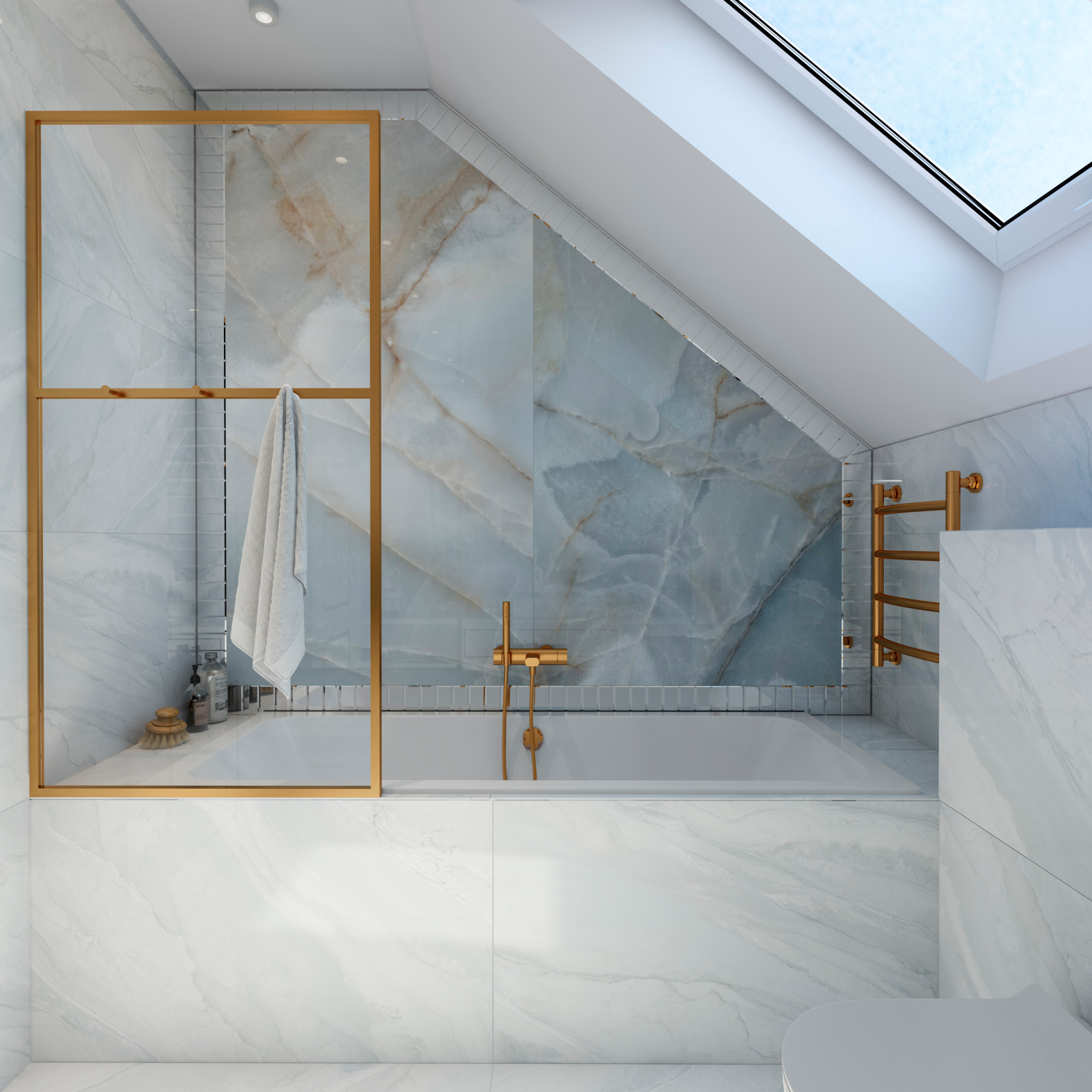 Ванная комната в мансардном помещении.