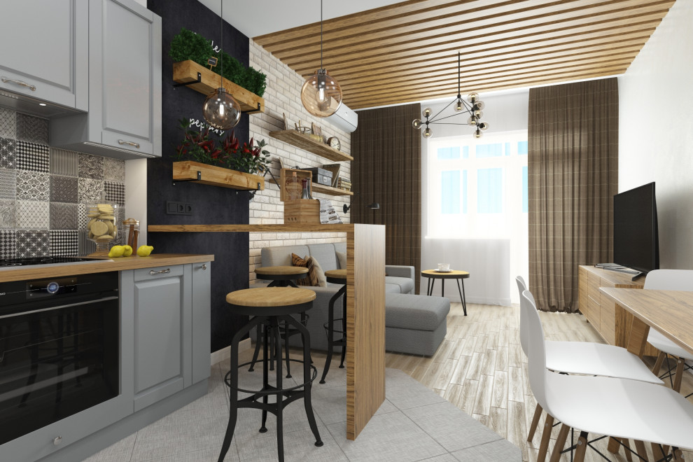 Дизайн кухни гостинной в ЖК "Аврора-парк", г.Краснодар