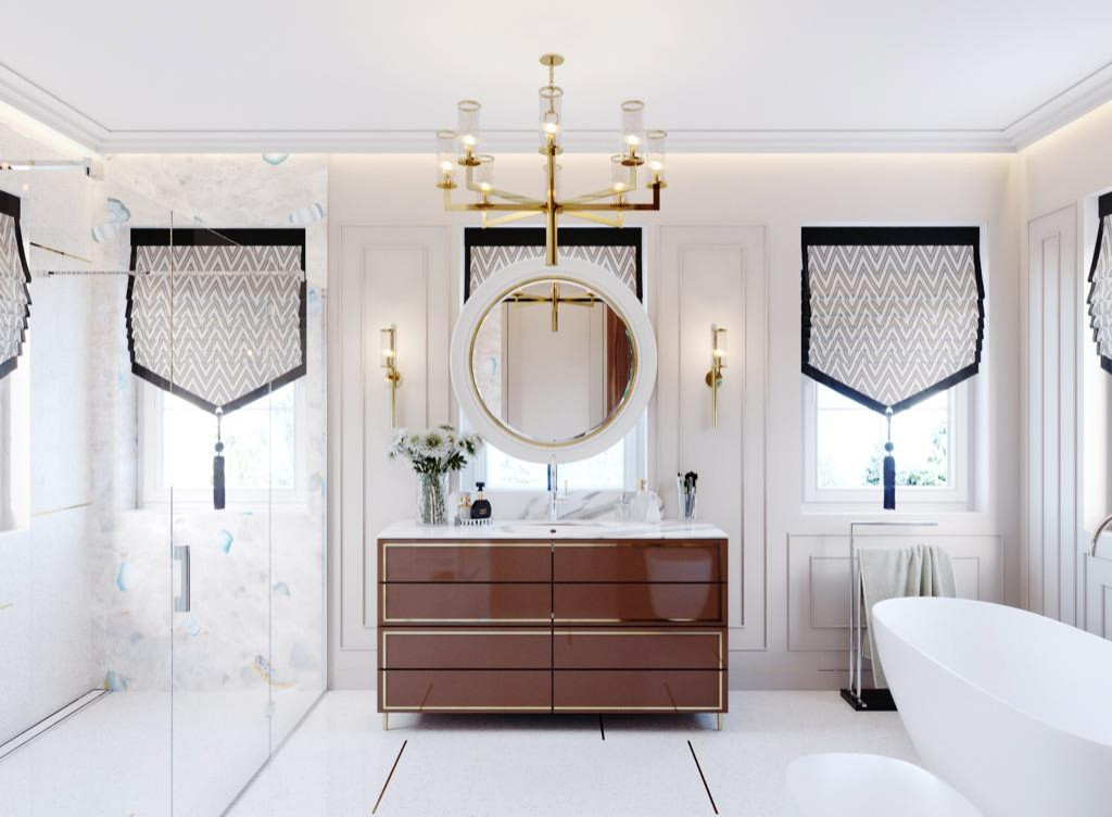 Изысканность загородного дома в смешанном стиле Ар Деко и Американской классики