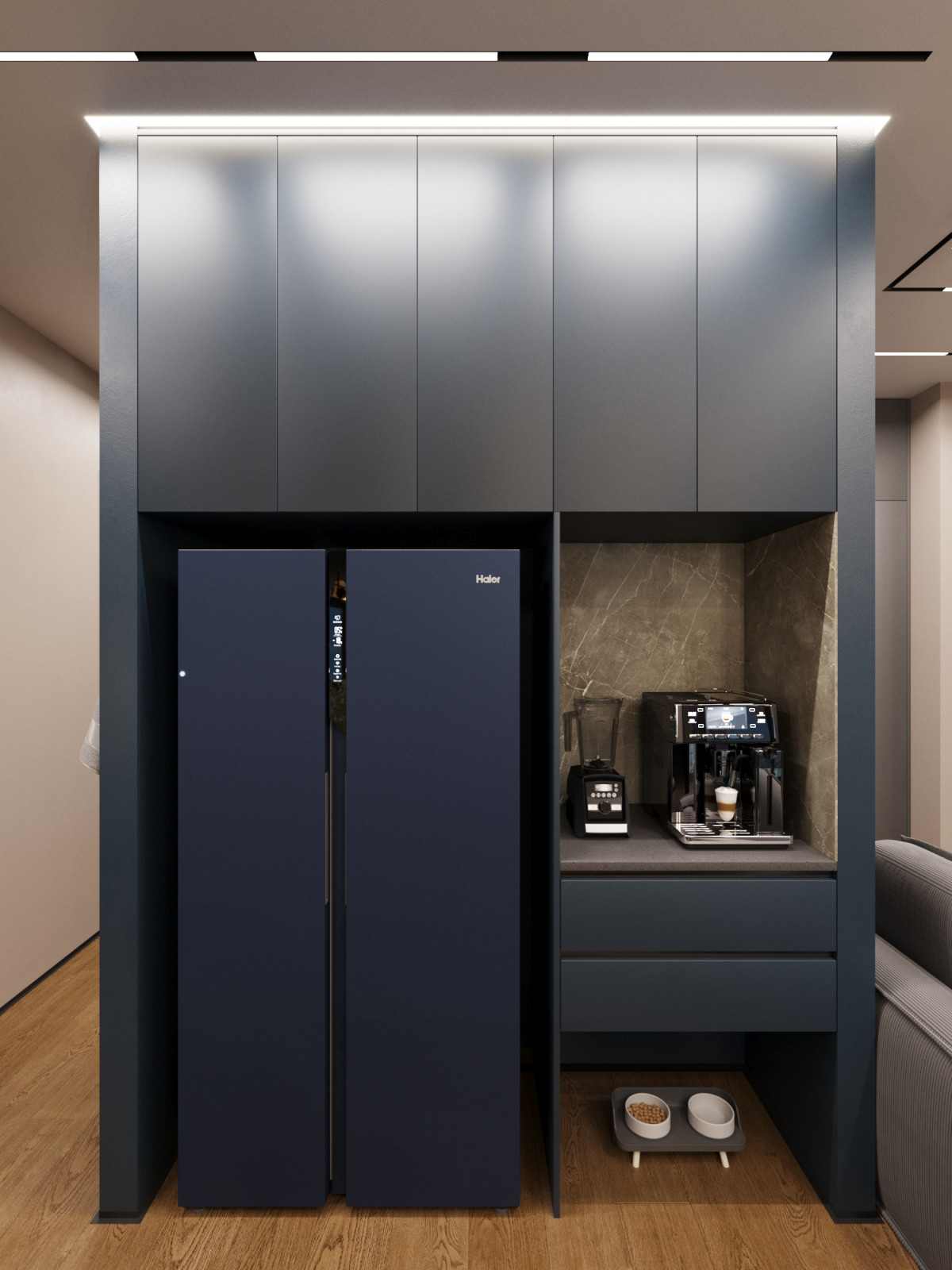 Дизайн-проект квартиры в темно серых тонах