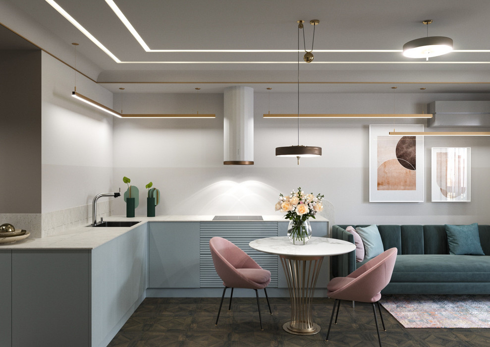 Волжский квартал (Кухня гостиная)