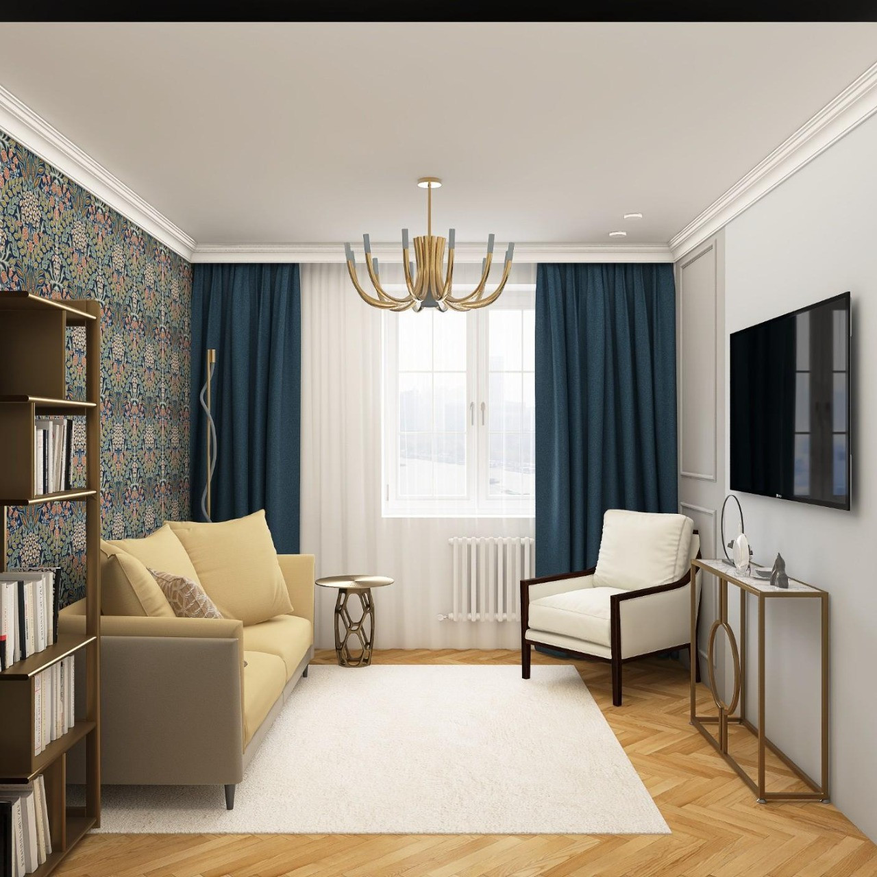 Трехкомнатная квартира в классическом стиле с цветовыми акцентами в старом фонде