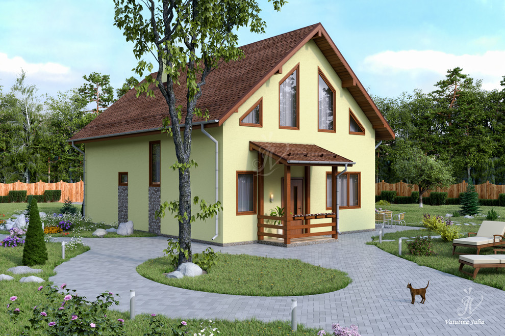 Визуализация индивидуального двухэтажного дома с эркером