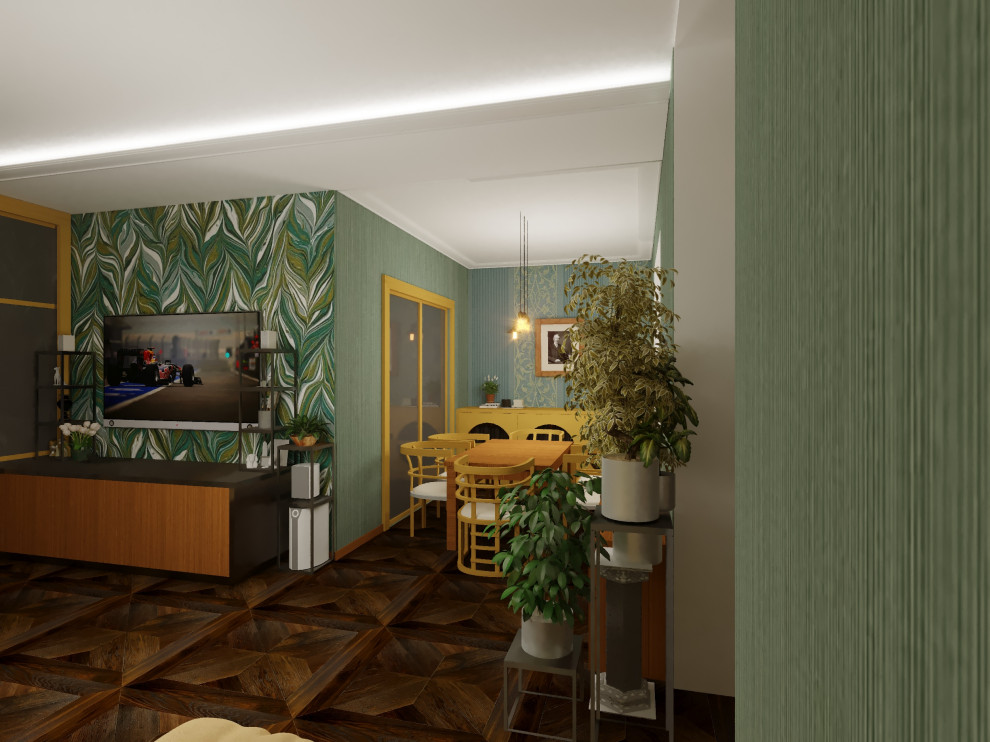 Варианты обоев в гостиной ЖК Каскад.