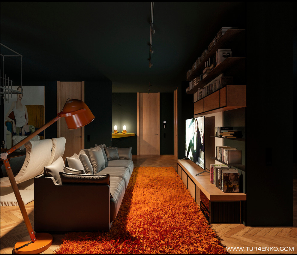 Брутальная квартира для холостяка 119 м2 в ЖК "Клубный дом на Сретенке"