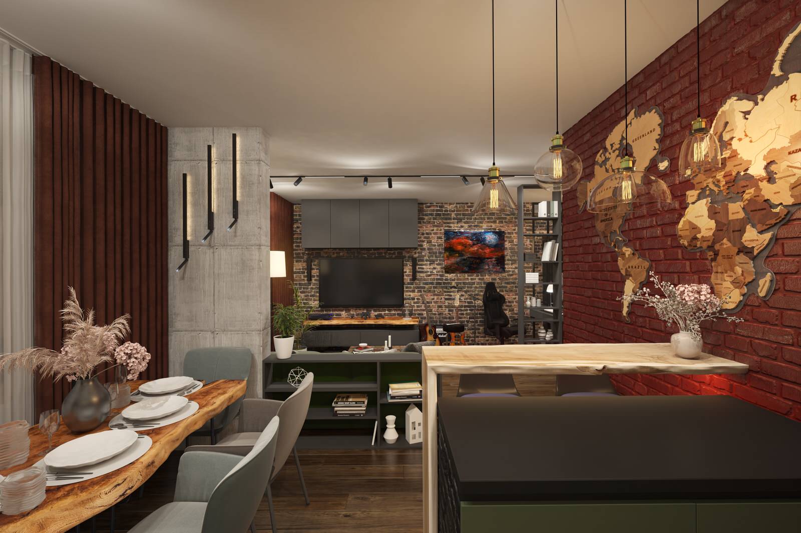 Квартира в стиле – барный лофт