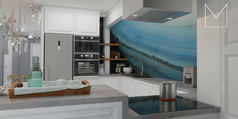 Кухня-гостиная-столовая в частном доме в Афонино