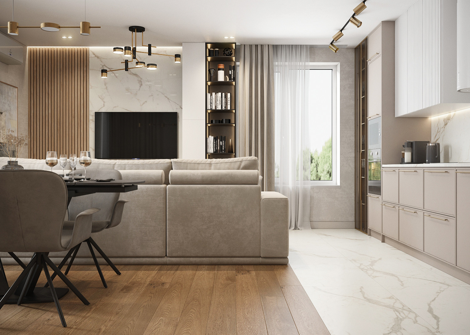 Элегантная современная трехкомнатная квартира