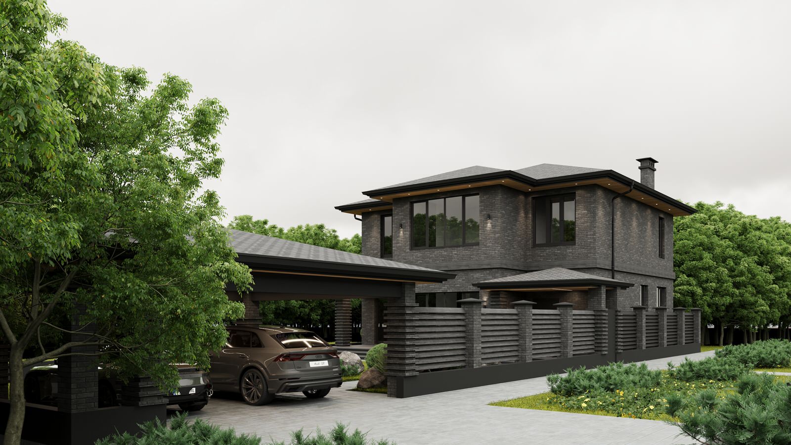 2-х этажный дом из клинкерного кирпича