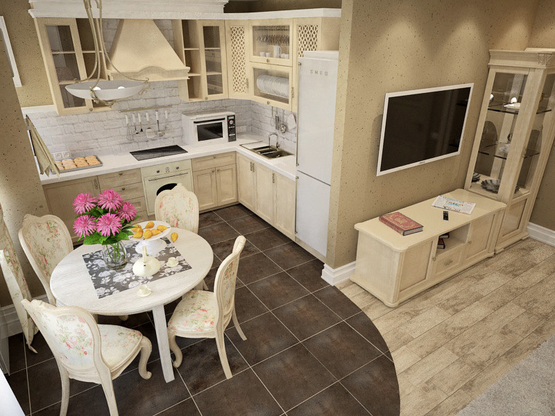 Кухня студия в стиле прованс