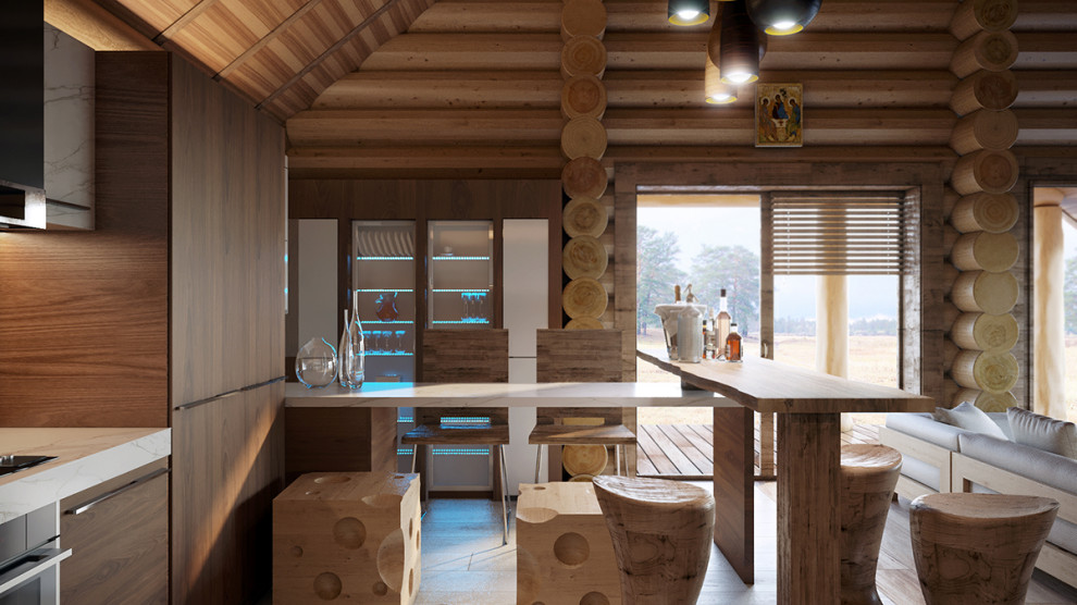 Интерьер дома в срубе