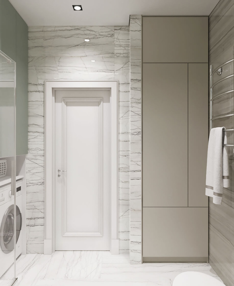 Душевая с пальмовыми листьями