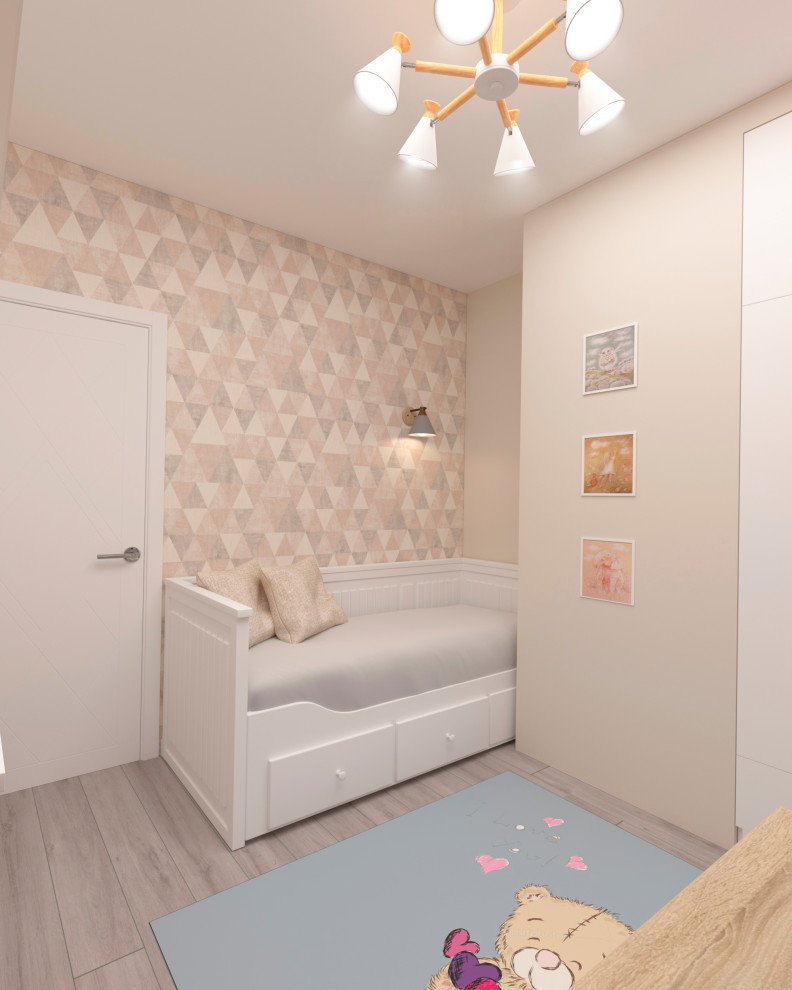 Трехкомнатная монохромная квартира для семьи с двумя дочками.