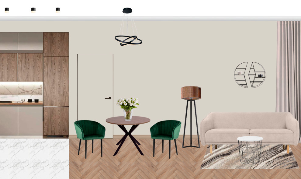 2D - коллажи кухни-гостиной (3 варианта)