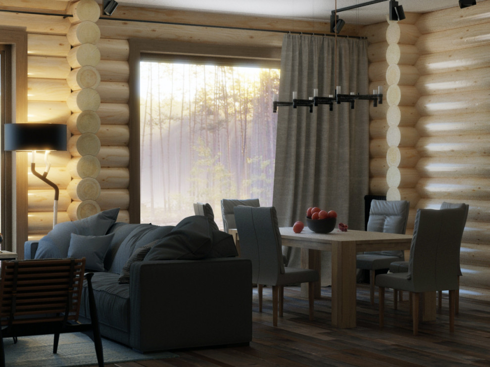 Деревянный дом с современным интерьером