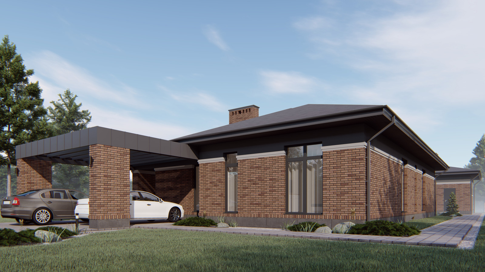 Обложка проекта: Проект одноэтажного дома с отдельным домом для подростка