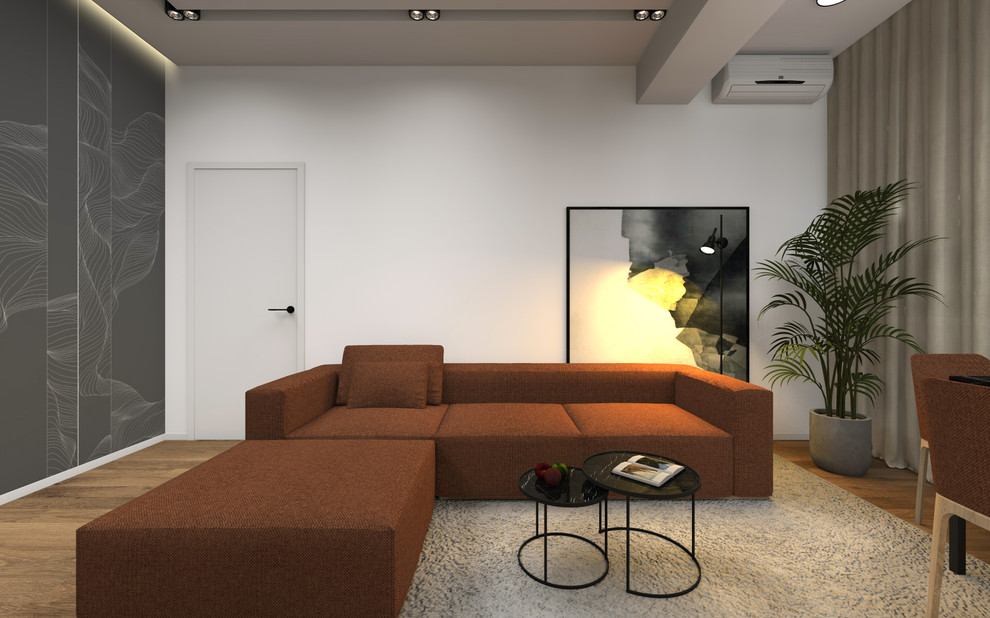 Обложка проекта: кухня-гостиная в стиле минимализм