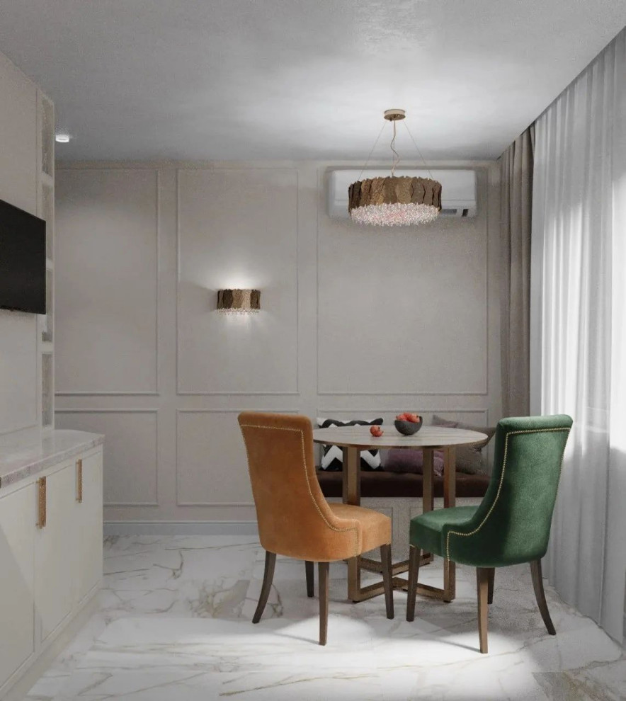 Столовая в стиле неоклассика для молодой семьи