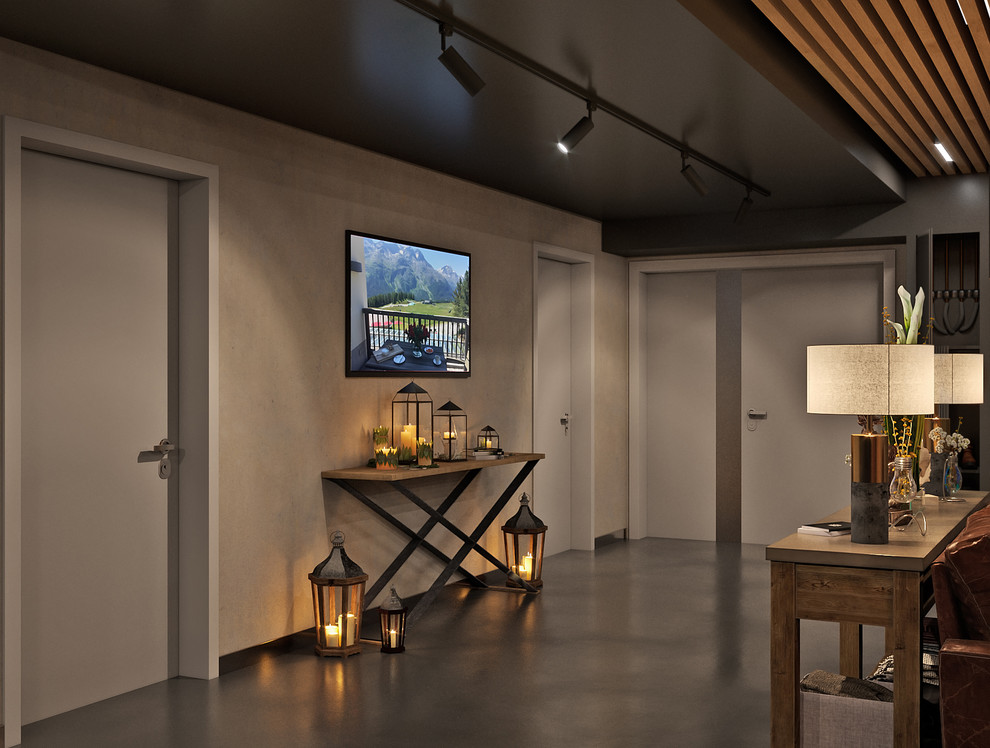 Горнолыжный курорт. Гараж. Пространство для хранения лыжного оборудования.