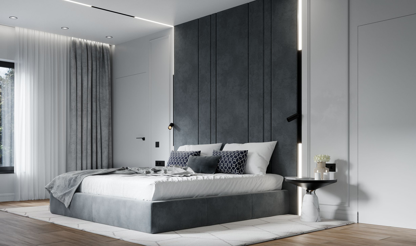 Дизайн проект двухэтажного частного дома в серых тонах