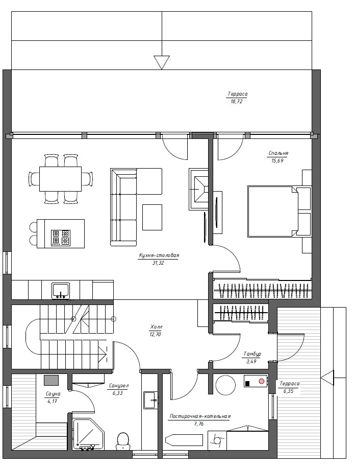 Двухэтажный современный дом для молодой семьи
