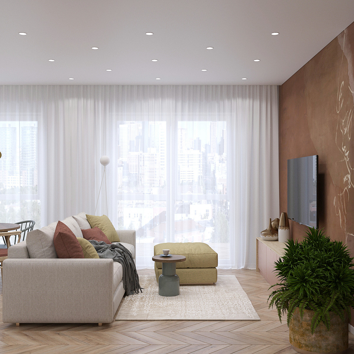 Дизайн гостиной и кухни