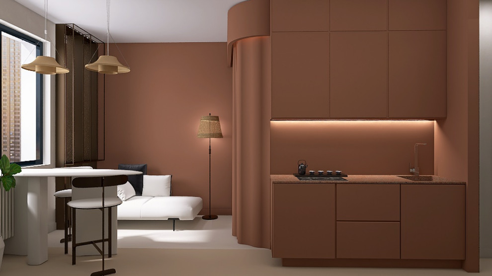 Студия 25 метров с спальней гостиной и кухней