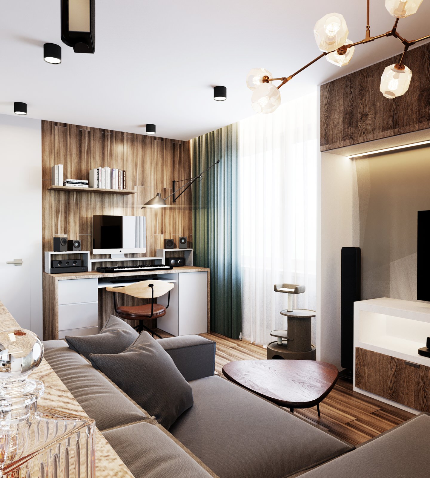 Квартира с деревянными элементами