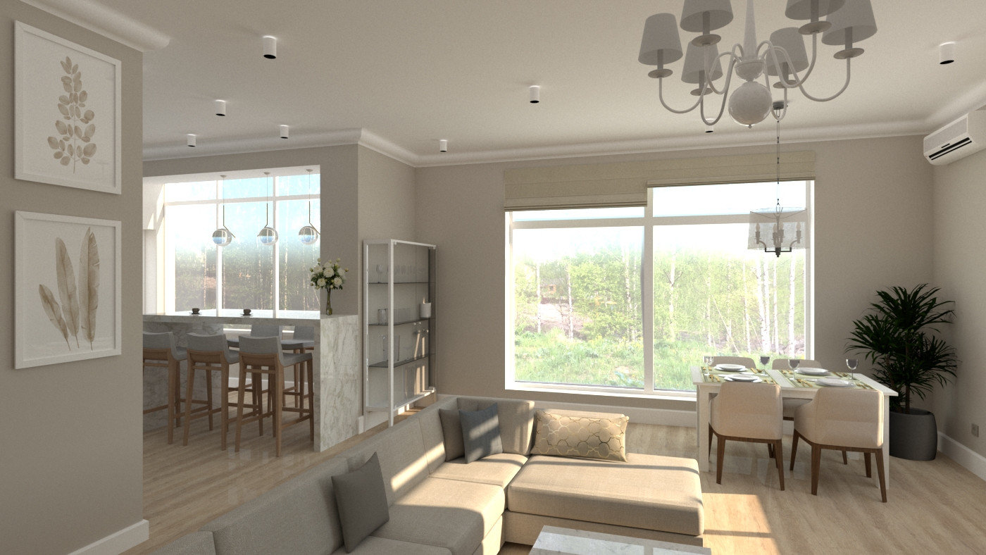 Обложка проекта: Кухня-гостиная с видом на овраг