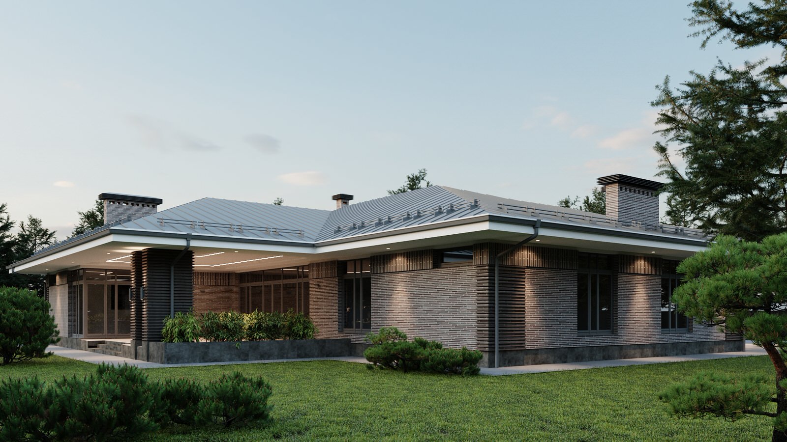 одноэтажный дом в живописном мест