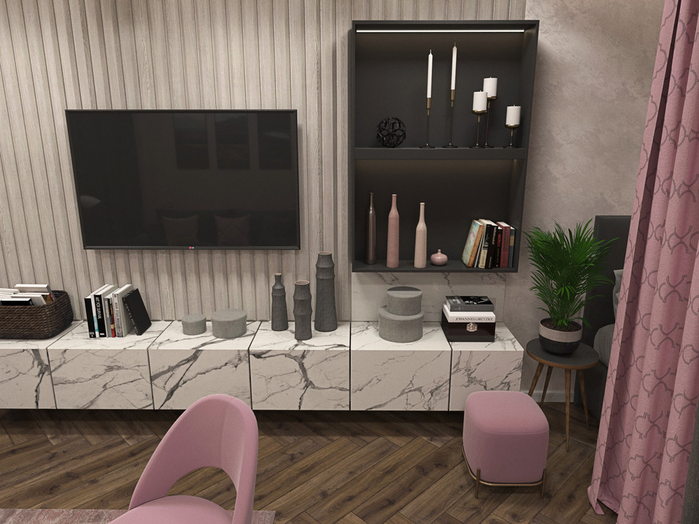 Прихожая с гостиной в однокомнатной квартире