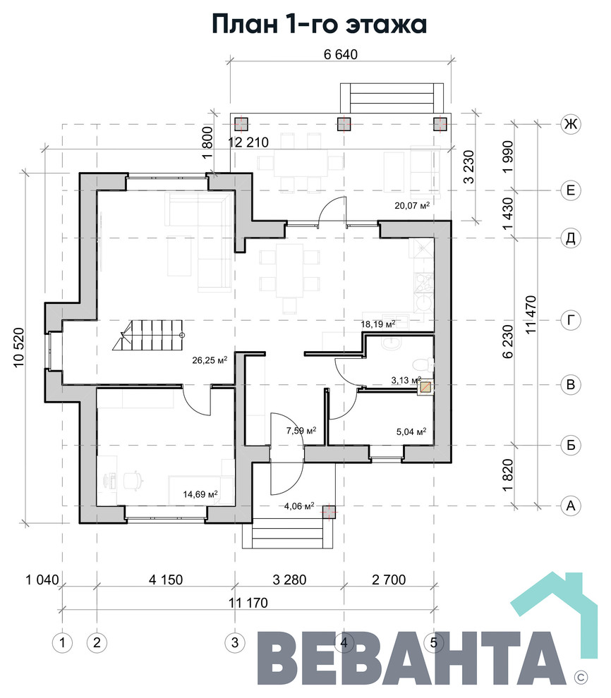 Обложка проекта: Загородный дом по проекту "Остин"