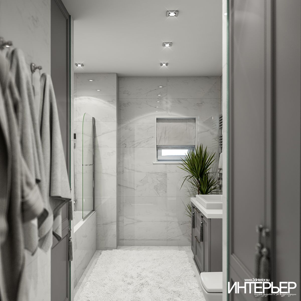 Дизайн-проект ванной комнаты в квартире г.Кисловодск