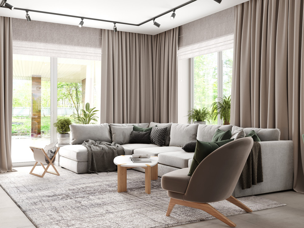 Визуализация кухни-гостиной в современном стиле