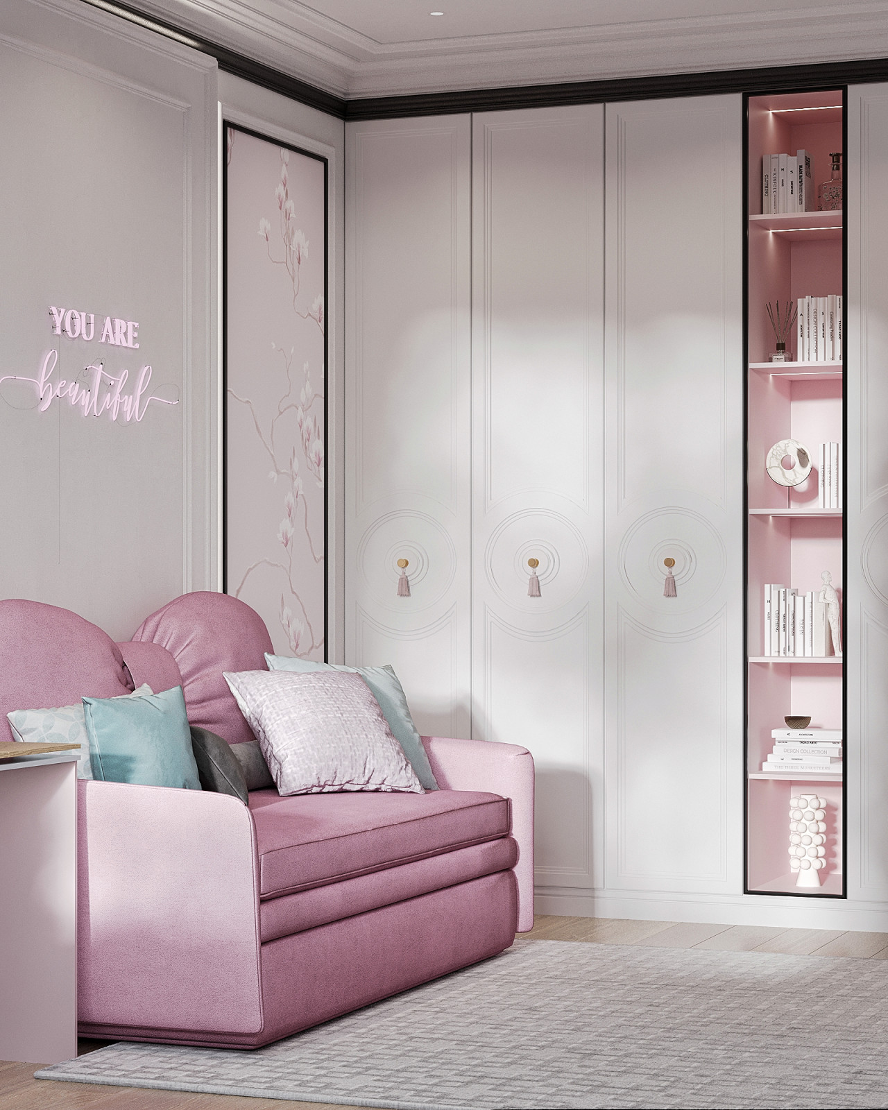 Стильный интерьер с элементами ар-деко в ЖК Петровский квартал на воде - 99 м2