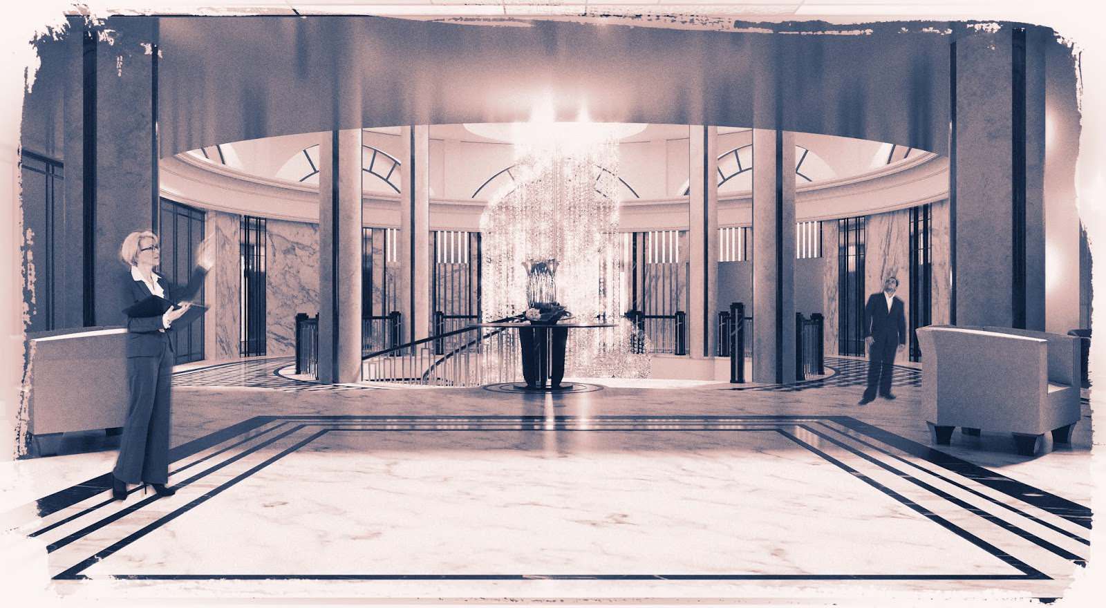 Visualizations of ground floor of Moscow Marriott Tverskaya Hotel