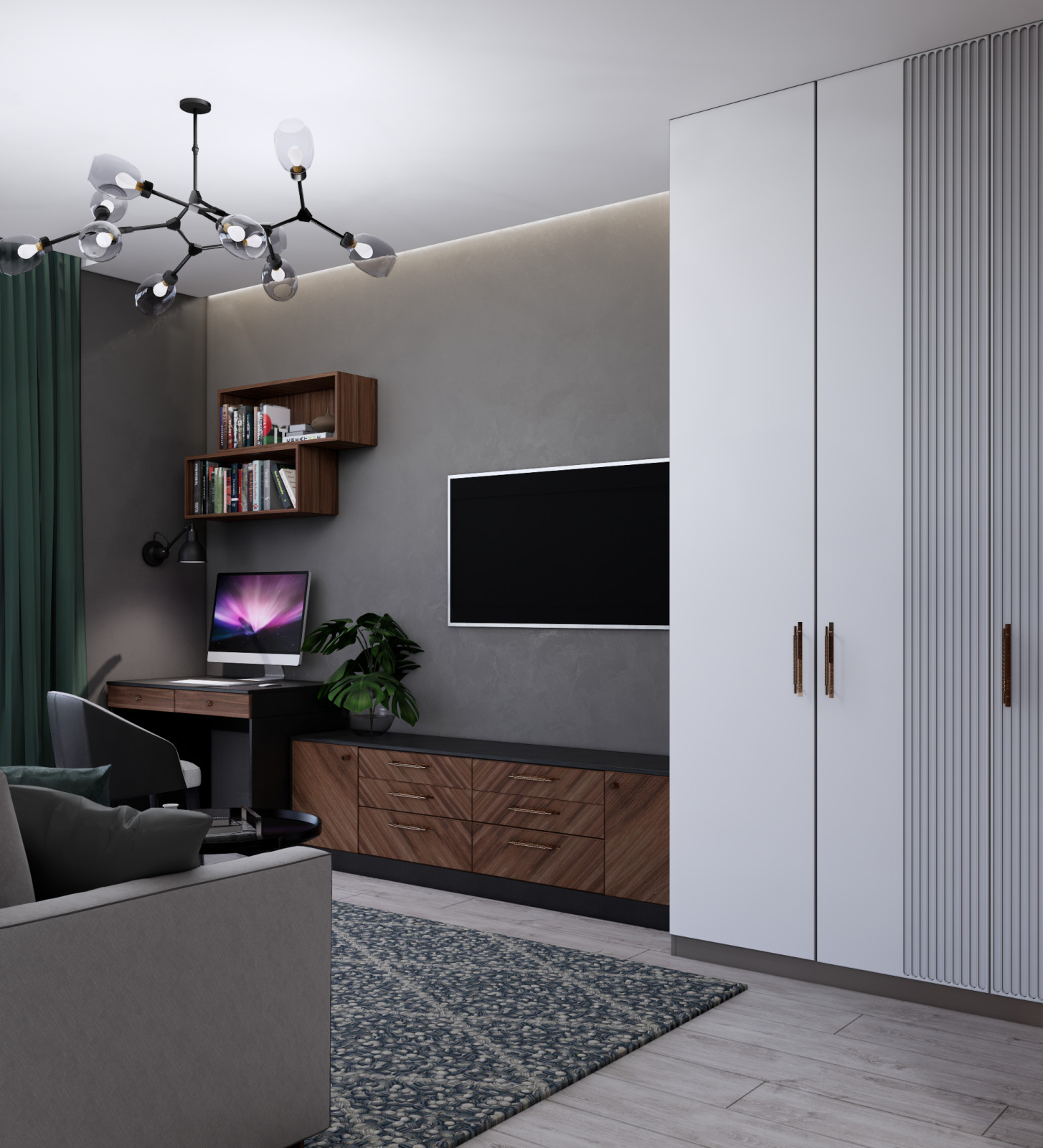 Кухня-гостиная в светлых оттенках