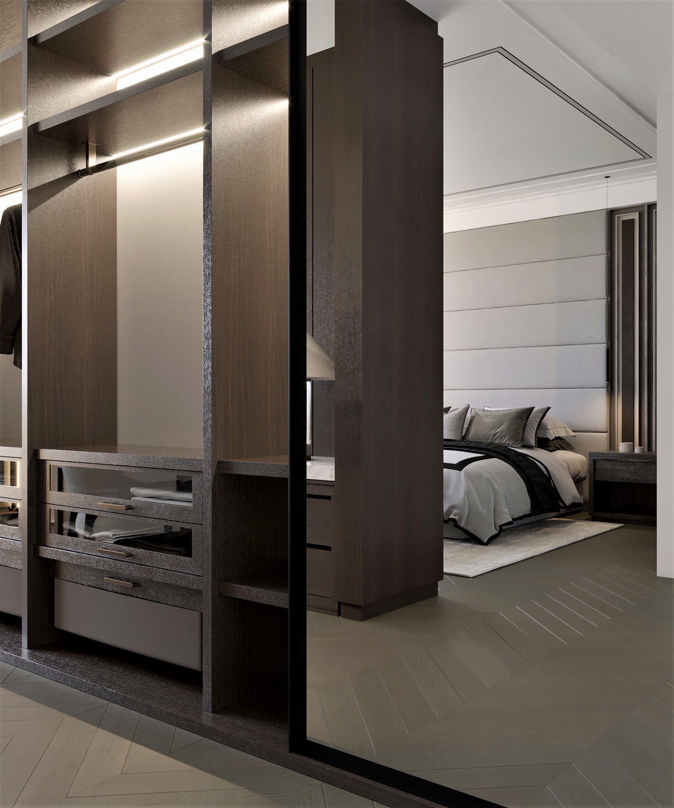 Мастер спальня с проходным гардеробом